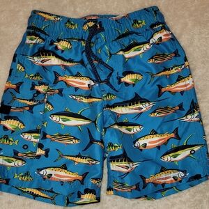 Hatley Blue Fish Print Kids Swim Trunks
